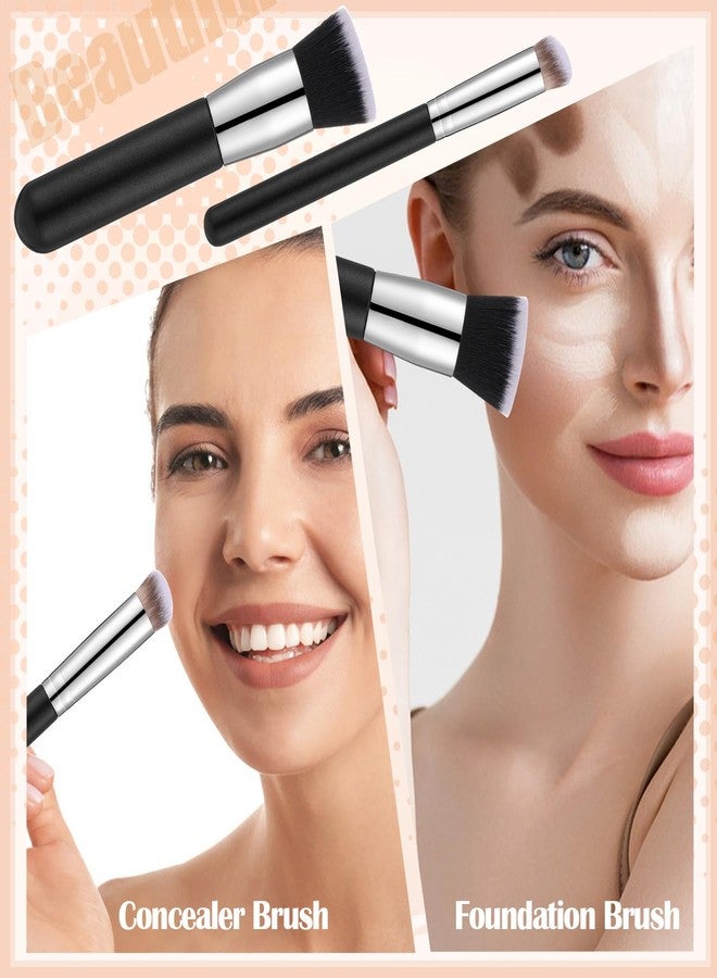 ProSuites 6Pcs Foundation Brush for Liquid Makeup,Liquid Foundation Brush with Makeup Sponge and Powder Puff for Foundation, Powder, Blush, and Concealer(Black) - Image 2